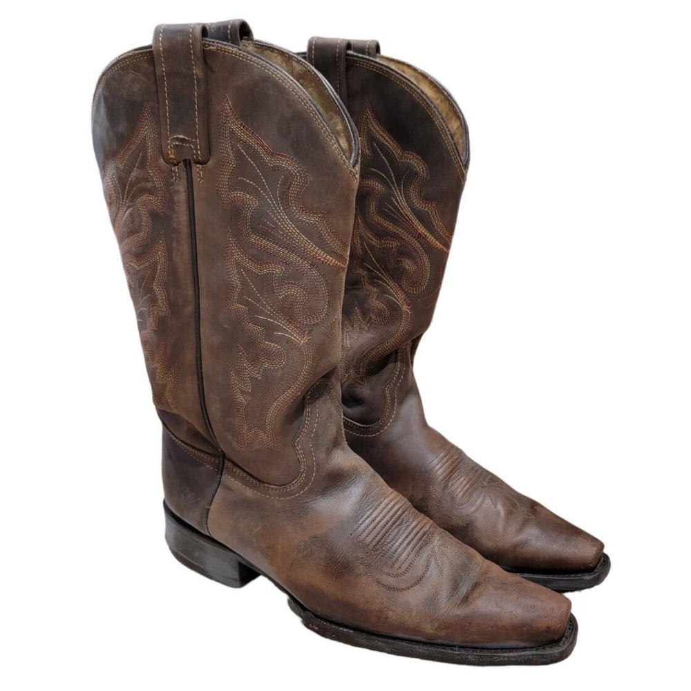 Rudel Men's‎ Brown Distressed Leather Pointed Toe Western Cowboy Boots 8 EE US